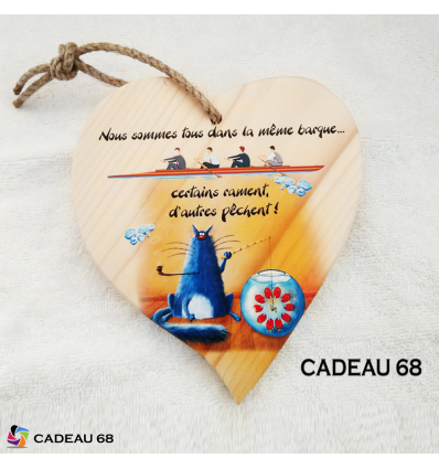 Coeur Bois Pêche Cadeau 68