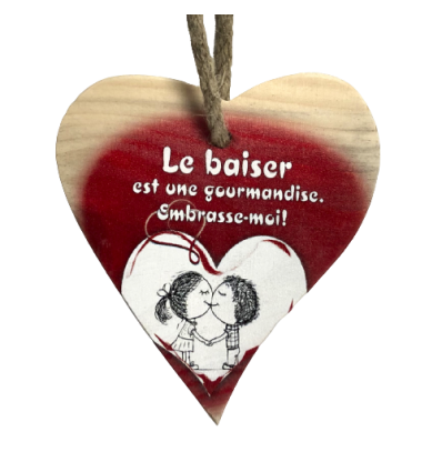 Petit coeur en bois Baiser